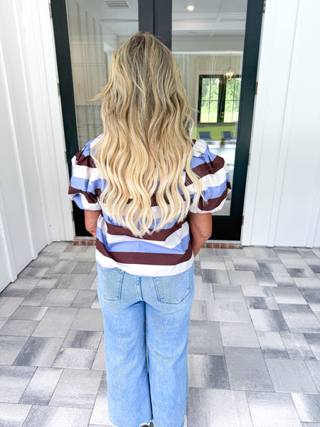 Striped Puff Sleeve Top