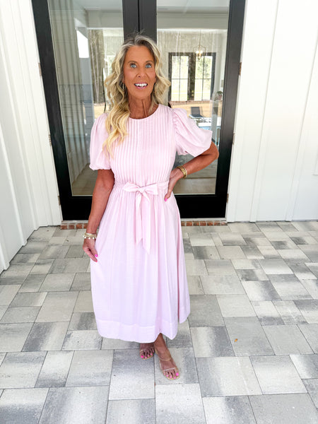 Pink Pintuck Midi