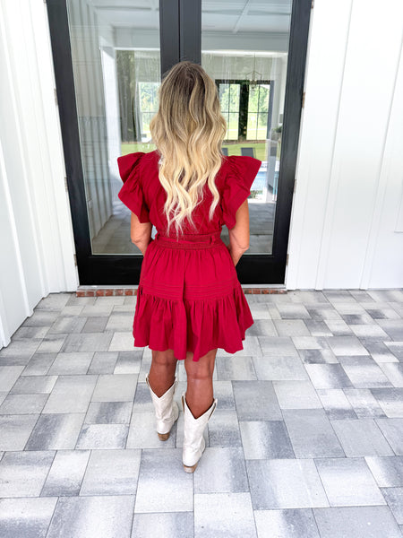 Garnet Ruffle Sleeve Dress