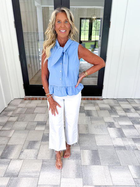 Blue Tie Top