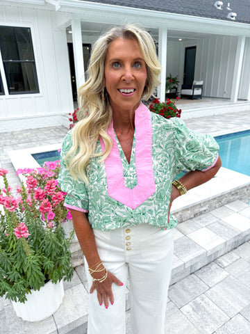 Green Floral Top