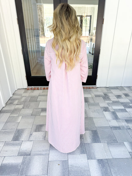 Pink Striped Midi