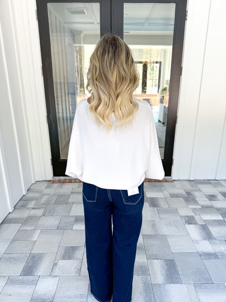 Cream Batwing Sleeve Knit Top