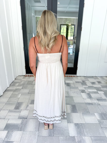 Brown Embroidered Midi
