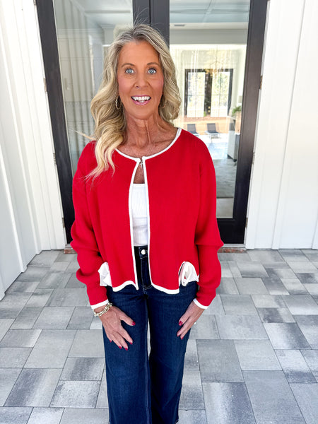 Red Bow Cardigan
