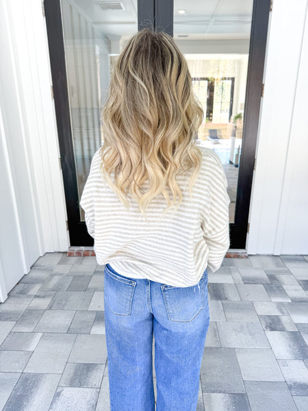 Cream Striped Piper Cardigan