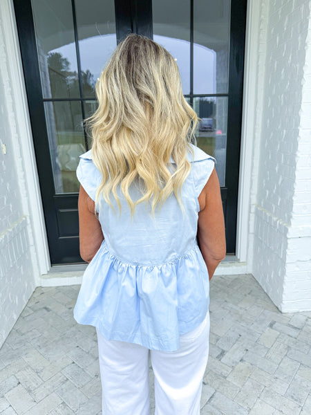 Blue Peplum Top