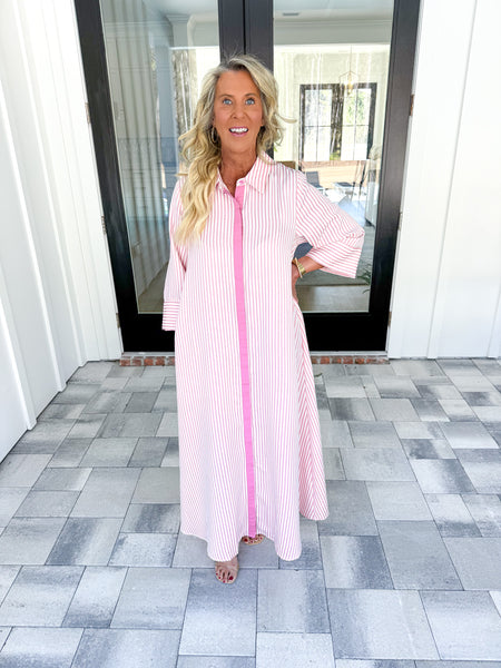 Pink Striped Midi