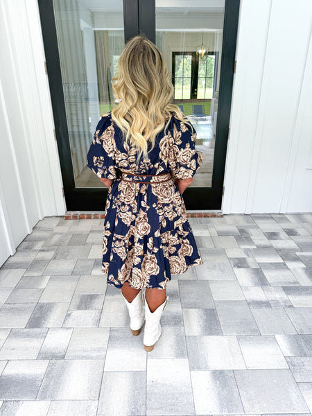 Navy Floral Dress