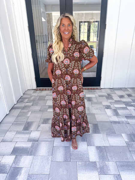 Brown Floral Midi