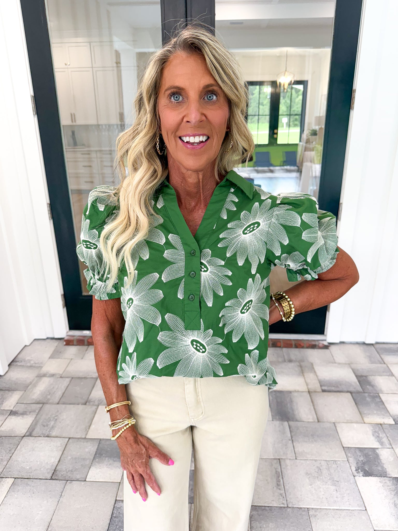 Green Embroidered Top