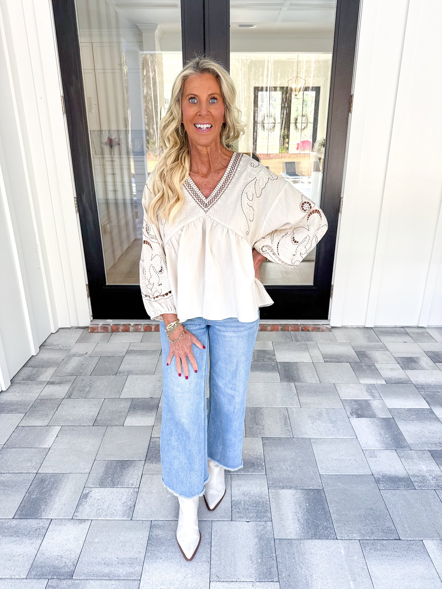 Ecru Embroidered Top