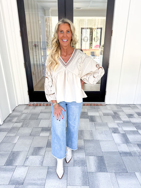 Ecru Embroidered Top