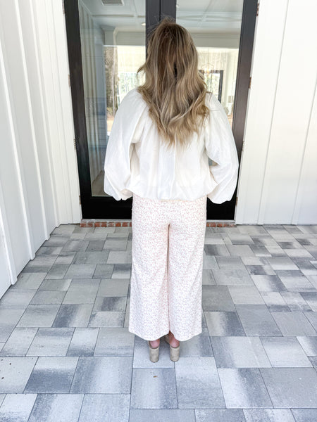 Pink Floral Denim Pants