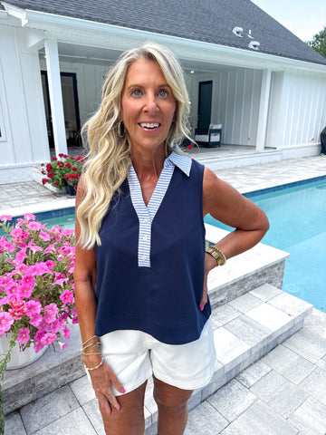 Contrast Collar Top