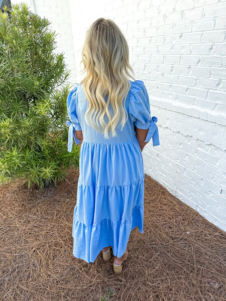 Blue Textured Midi