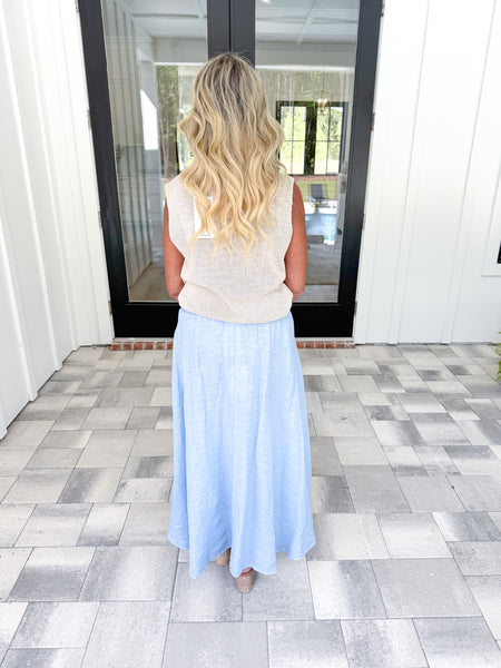 Blue Linen Skirt
