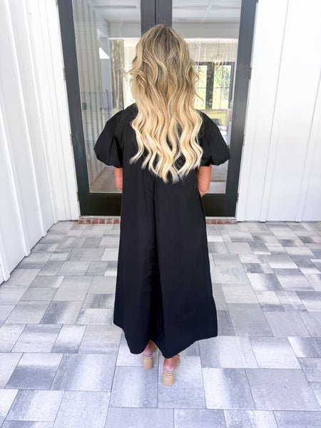 Black Applique Midi