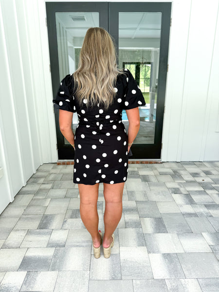 Ruched Polka Dot Dress
