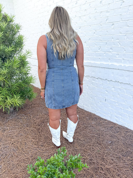 Seamed Denim Dress