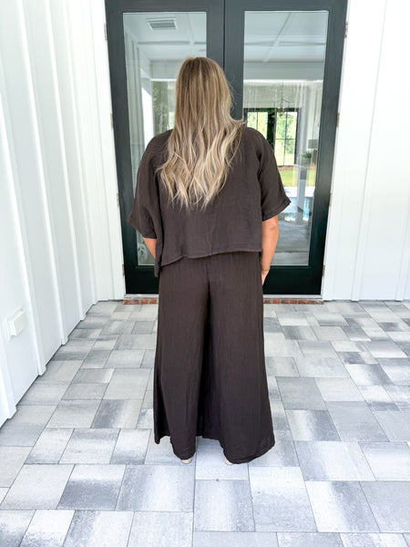 Chocolate Linen Top