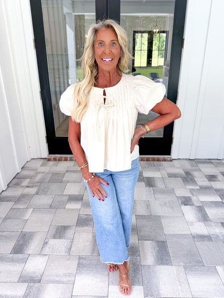 Cream Pintuck Top
