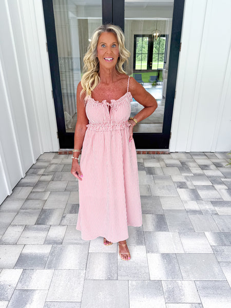 Red Striped Midi