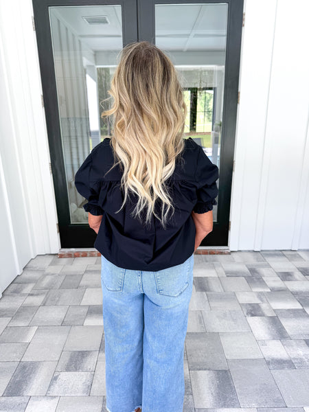 Black Puff Sleeve Top