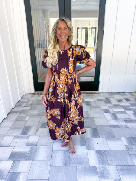 Plum Floral Midi