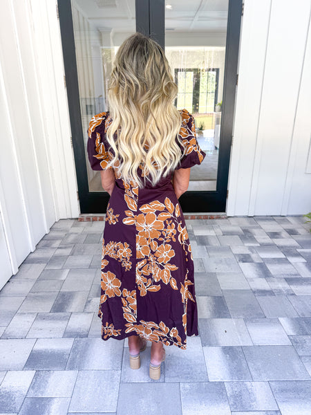 Plum Floral Midi