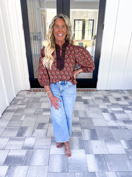 Brown Printed Top