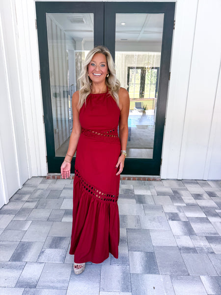 Garnet Cutwork Midi
