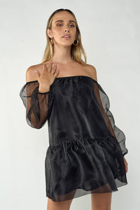 Black Organza Sleeve Dress