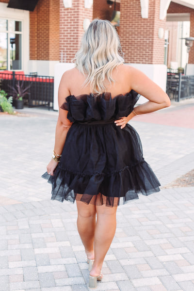 Black Tulle Strapless Dress