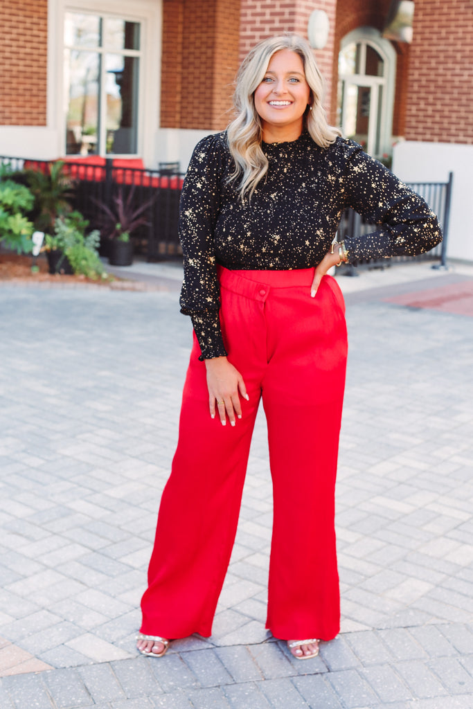 Red Satin Pants Lobo's Boutique Tally