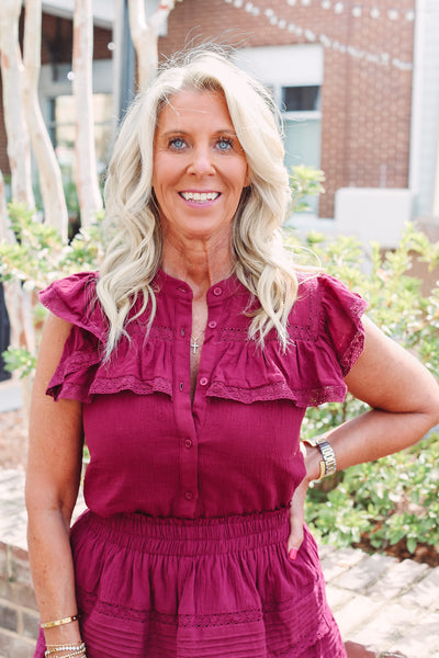 Garnet Ruffle Lace Top