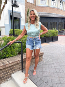 Green Mist Banded Crop Top