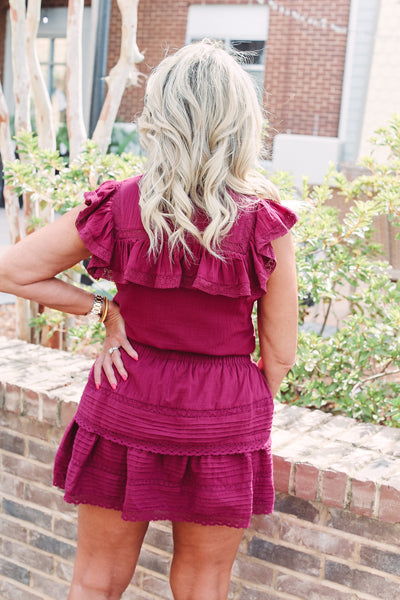 Garnet Ruffle Lace Top