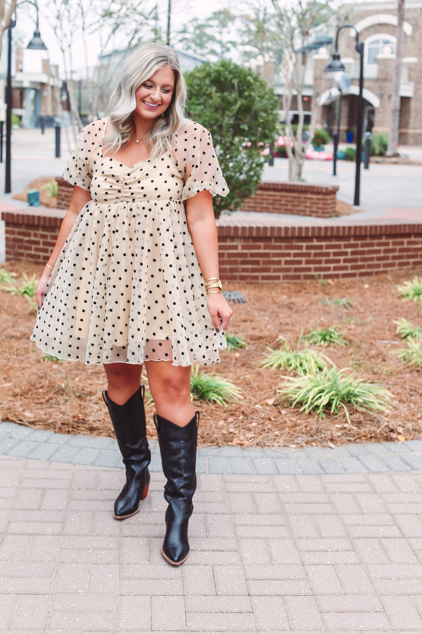 Beige Babydoll Dress