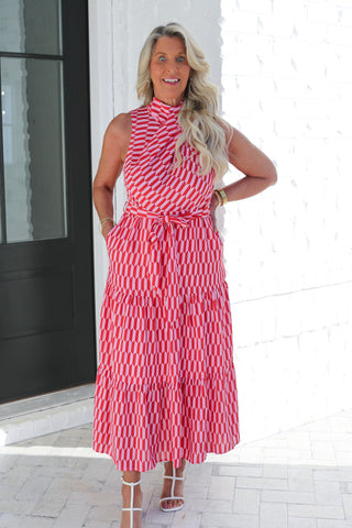 Red Pink Tiered Maxi
