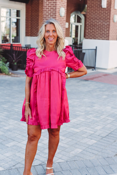 Ruffled Satin Dress