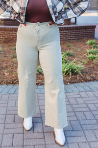 Beige Wide Leg Denim Pants